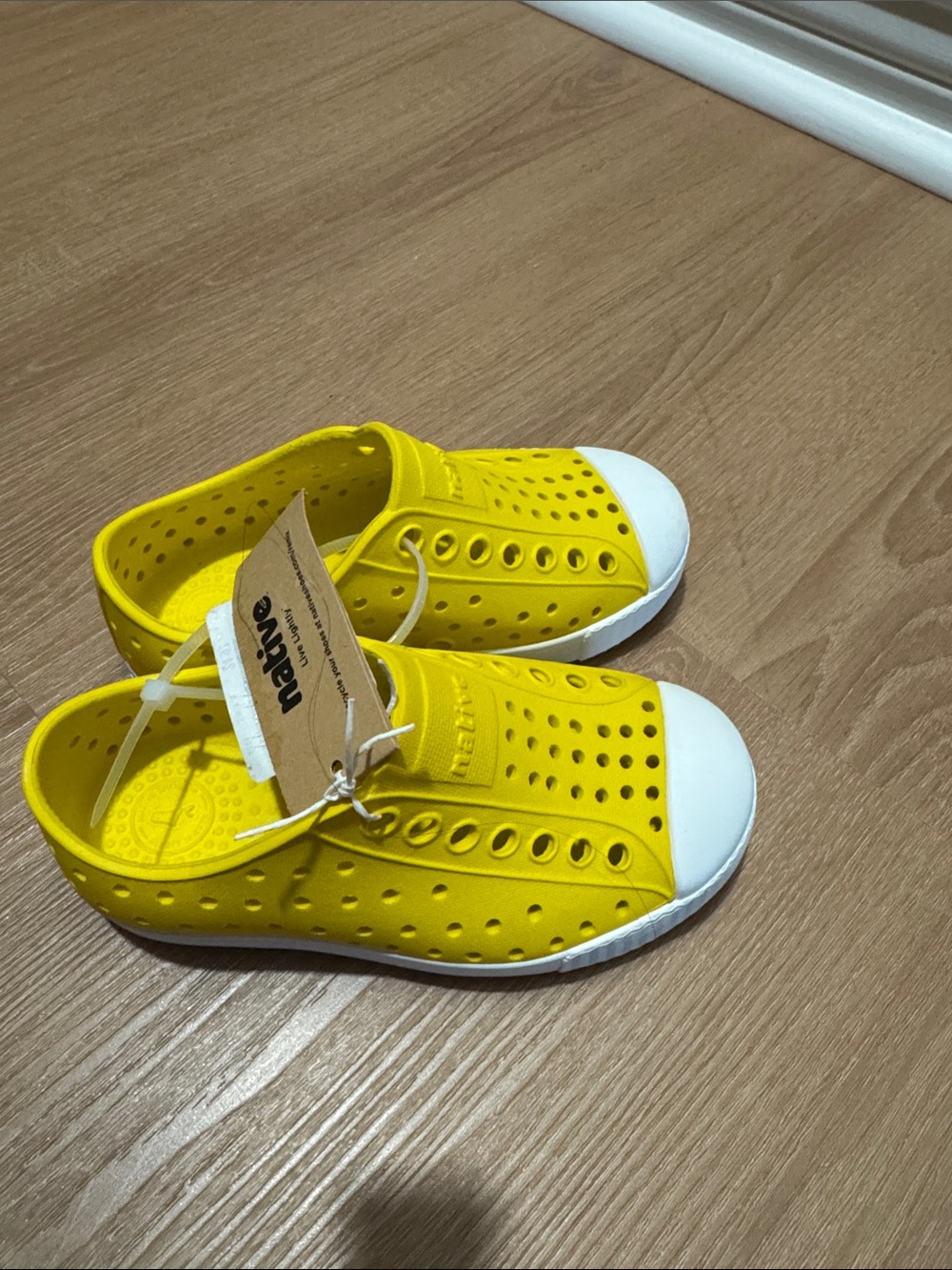 Native Kids Slip-On Water Shoes in Yellow with White Toe
